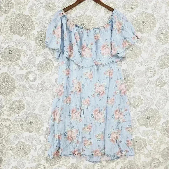 Philosophy Ruffle Floral Printed Mini Dress L Unlined - Picture 2 of 7